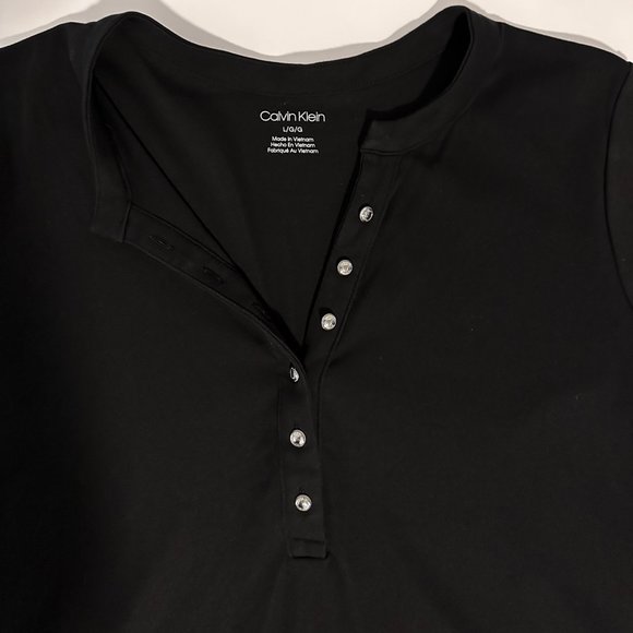 Calvin Klein Top/Shirt Black with buttons SZ L - Picture 3 of 5